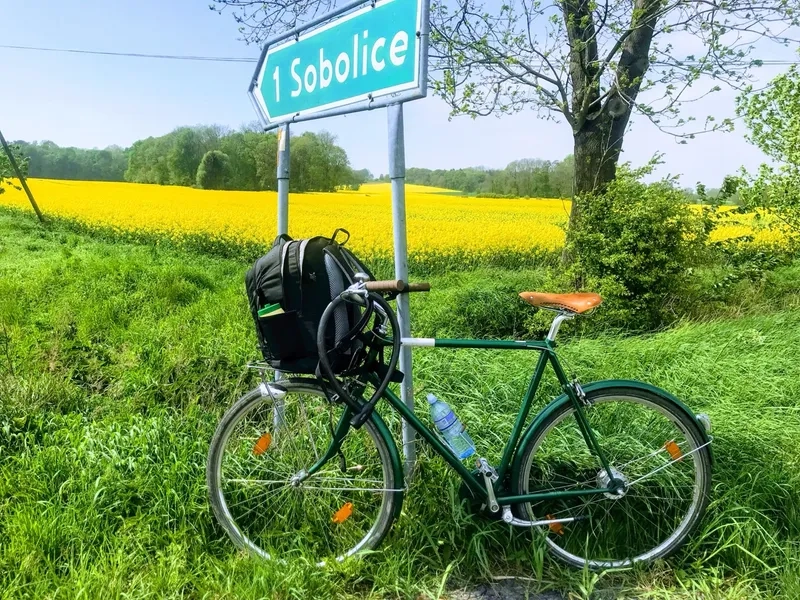 Bicycle on a cycling tour route